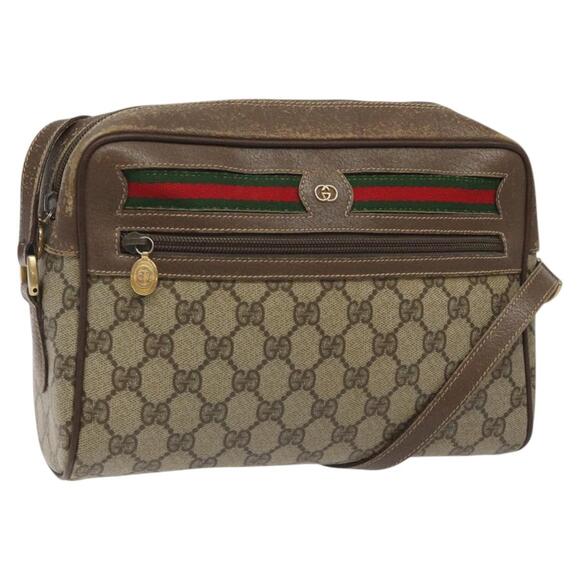 GUCCI GG Supreme Web Sherry Line Bag Pvc Beige Gold 001 56 6472 001 56 6472 - Picture 1 of 16